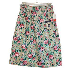 Vintage Woolrich Floral A Line Linen Skirt 8 Deadstock Romantic Cottage Country